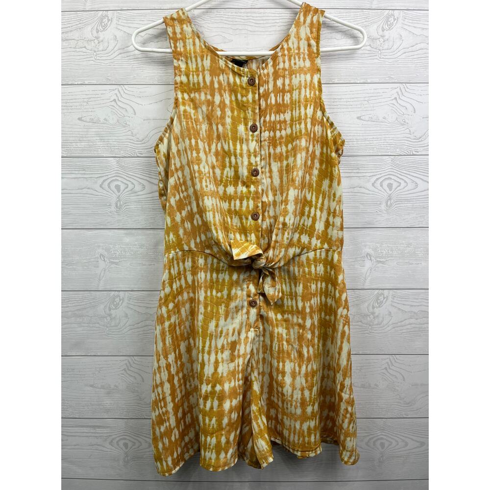art class Yellow Tie-Dye Button-Front Girls Romper